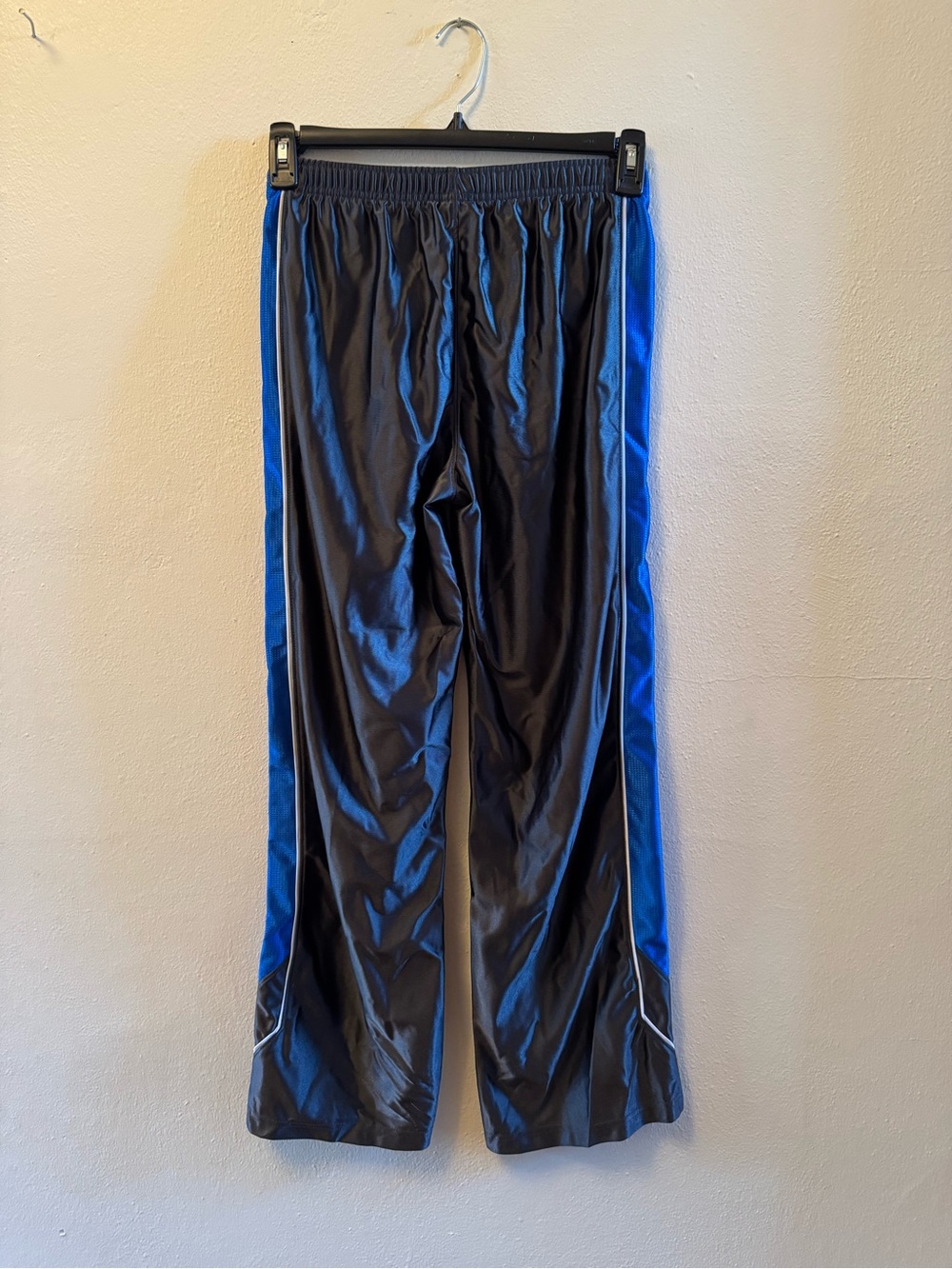 EUC- Vintage Nike Shiny Nylon Track Pants – Dark Grey with Royal Blue Sides - Picture 3 of 10